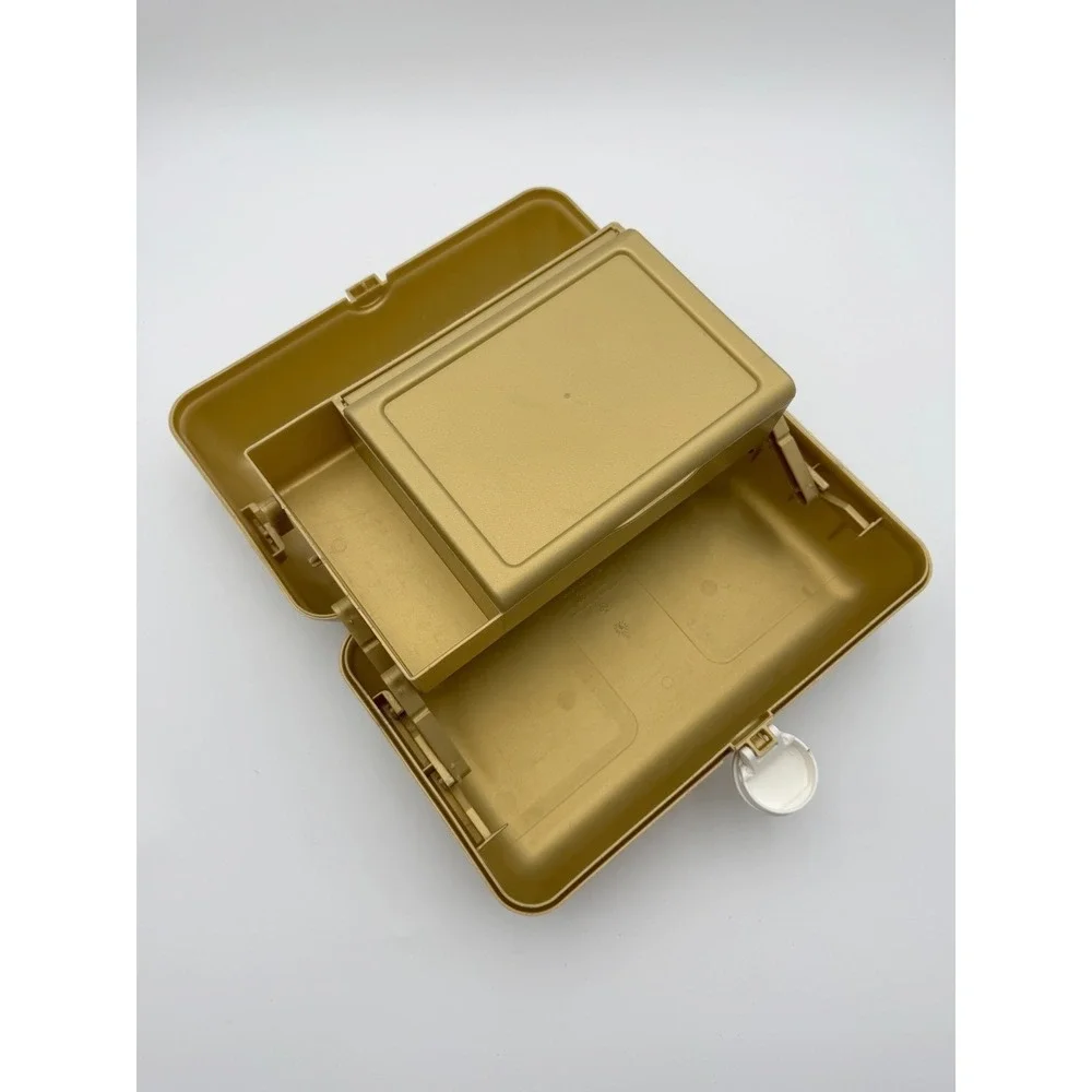 Vintage 90's Caboodles 2 Tier Makeup Travel Case‎ Organizer Vanity Mirror Gold